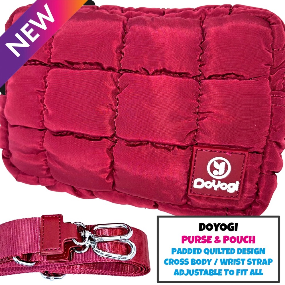 DoYogi Quilted Crossbody Bag & Pouch CRIMSON